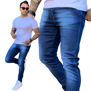 Calça Skinny Masculina Jeans Com Lycra Elastano Não É Rasgada Linha Premium