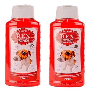 2 Shampoo Para Cachorro Rex Anti Pulgas Sarna e Carrapatos - 750ml Qualidade
