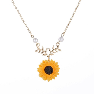 Colar Feminino Com Pingente De Girassol Criativo Com Flor Brilhante | Pearl Sunflower Pendant Creative Simulation Bright Flower Necklace Sweater Chain Jewelry Woman Girl Gift