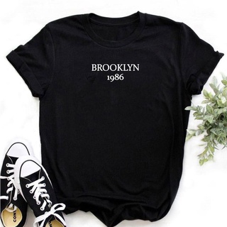 Camiseta feminina algodao brooklyn 1986 serie shein Blusa preta