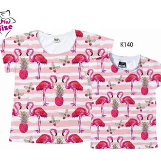 Kit 2 Camisetas Mae e Filha Flamingos Estampados K140