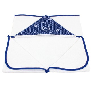 Toalha de banho para bebe 100% algodão com capuz Coroa Azul Marinho 90x70cm Príncipe