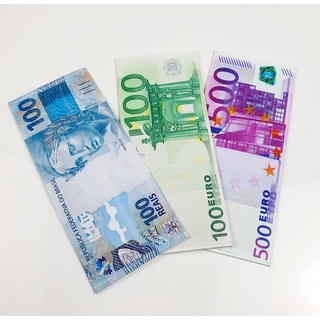 Carteira porta documentos notas de dinheiro reais e euros