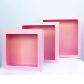 Trio de nichos Quadrado rosa P,M,G +Brinde