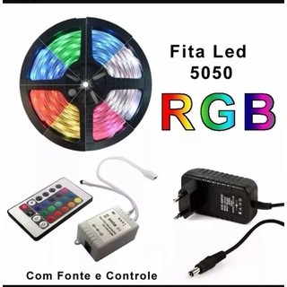 Fita Led Rgb 5050 Rolo 5m 300 Leds Ip65 + Controle + Fonte (1)