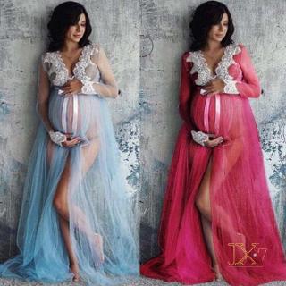 ✨ Jx-Vestido De Maternidade Feminino De Renda Grávida Vestido Maxi Fotografia Foto Atirar Vestido (2)