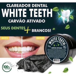Clareador Dental Natural White teeth Pó 25g carvão ativado