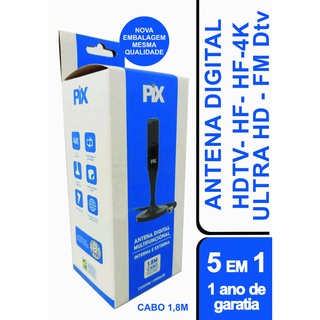 Antena Digital Pix Interna/externa 4k Ultra Hd Cabo 1.8m - 1 ano garantia (1)