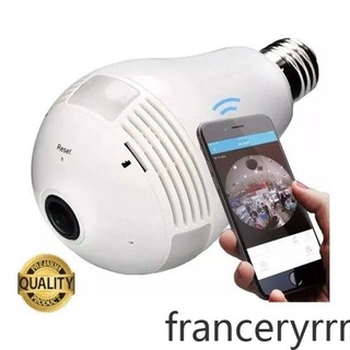 WiFi IP 960P HD panoramic 3D VR fisheye lamp 360 degree wireless CCTV night vision--infrared lens LED light hidden spy lamp franceryrrr