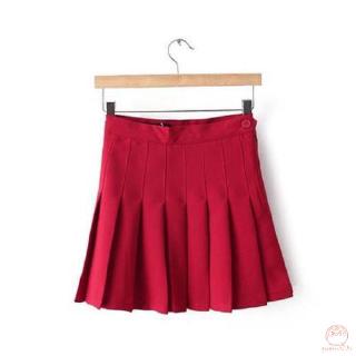 Mulheres Sexy Solid Color High Waist A-line Pleated Mini Skirt (8)
