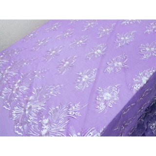 renda tule bordado em flores arabescas lilás,lavanda, princesa sofia 0.50x1.35