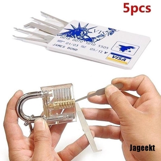 Jageekt 5Pcs Credit Card Lock Pick Set-Locksmith Tools Lockpick With Tranaparent Lock
