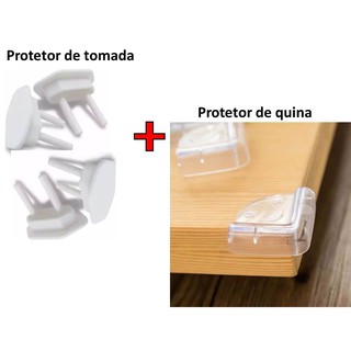 Kit com 10 protetor de tomada + 8 Protetor de quina para segurança do bebê