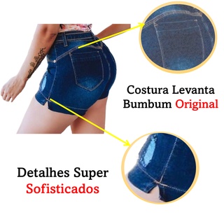 Short Jeans Feminino Com Lycra Costura Levanta Bumbum e Detalhes Destroyed - ATACAREJO (3)