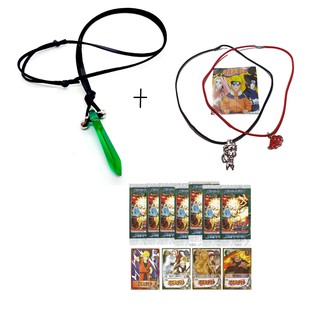 Kit 200 Cartinhas Naruto + Colar Hokage + 2 colar Naruto Akats