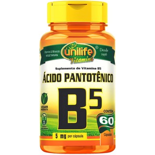 Vitamina B5 Acido Pantotenico 60 Cápsulas 500mg - Unilife
