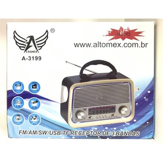 Rádio Am Fm Bluetooth Usb Retro Vintage Sw Recarregavel Aux A3199 Caixa Som Estilo Antigo com Lanterna