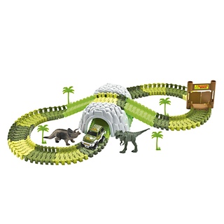 Pista de carrinho infantil de brinquedo Dinosauro 109 peças DM