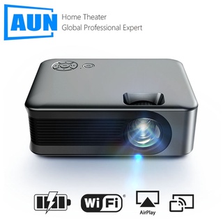 AUN MINI Projetor Smart TV WIFI Portátil Home Theater Cinema Battery Sync Telefone Betterer Projetores LED Para Filmes 4k A30C Pro