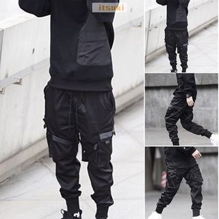 Men's Casual Harem Joggers Sweatpants Hip Hop Trousers Multi-Pocket Cargo Pants (1)