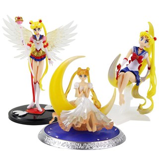 13-18cm 3 Estilos Sailor Moon Asas Tsukino Decoração Do Bolo Pvc Action Figure Coleção Modelo Toy Boneca Presentes De Aniversário Para A Menina
