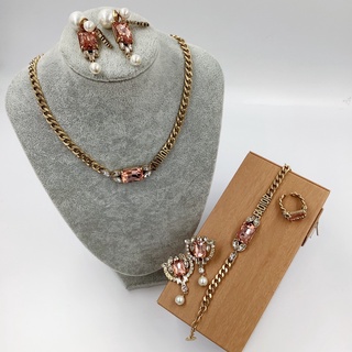 conjunto de pulseira dior com colar de diamantes rosa