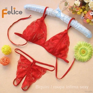 Lace Bra Lingerie Set With Flower / Thong Panties (2)