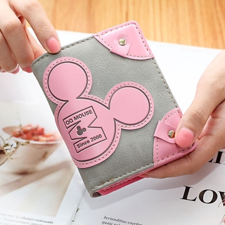 Mickey Wallet Cartoon Coin Purse Ladies Short Small Card Bag Mini Female Nubuck Leather Women Wallets