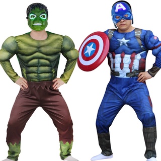 Muscular Adulto Traje Do Dia Das Bruxas Cosplay Homem Hulk Capitão Adicional Máscara American Party Presente De Natal Promoção KaaW