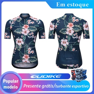 OUDIKE Camiseta Feminina De Manga Curta Profissional Resistente À Raios UV Para Mountain Bike/Respirável/Ao Suor