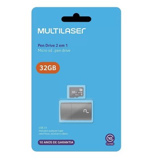 Cartão De Memoria Micro SD 4GB 16GB 32GB 64GB Multilaser 2x1 Classe 10 / 4 Usb