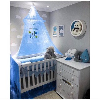 Mosquiteiro Para Berço de Bebê Azul Com microfuros 10M +Brinde (1)
