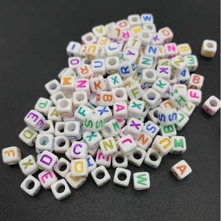 100 Pcs 6mm Mix Contas Carta Alfabeto Quadrado Beads Acrílico Beads DIY Fazer Jóias Para Colar Pulseira Acessórios (2)
