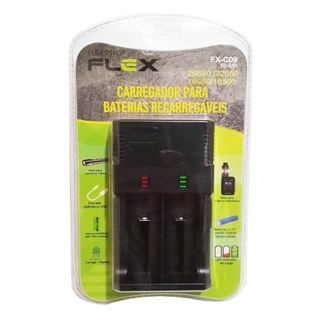 Carregador Baterias Recarregáveis Nfe Flex para Lanterna Tática Tamanhos 18500 18650 22650 26650 FX-C09