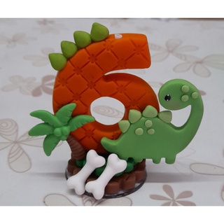 vela personalizadas de biscuit Tema dinossauro