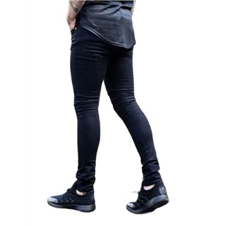 calça colada masculina jeans rota 77 super skinny preta lycra elastano masculina