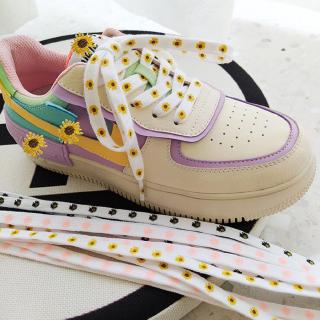 1 Par Verão Margarida Impresso Shoelaces Unisex Preto Colorido Calçados Esportivos Laços (1)