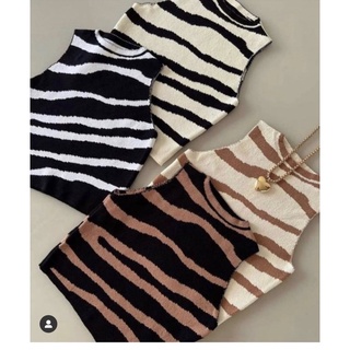 cropped modal zebra tricot