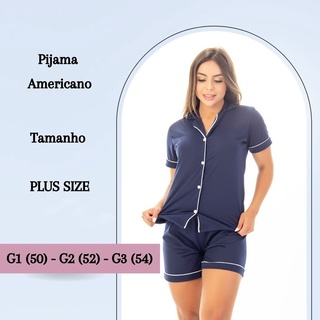 Pijama Feminino Plus Size Blogueirinha americano Pijama de verão com botão amamentação pós cirúrgico