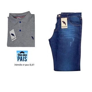 1 Calça Jeans Slim Elastano + 1 Camisa Polo