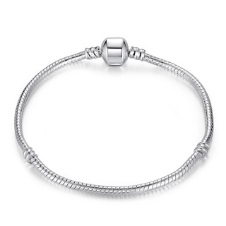 PROMOÇÃO! Pulseira Bracelete charme para berloques fecho simples banhada a prata Estilo Pandora