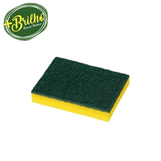 Esponja Bucha Dupla Face Multiuso +BRILHO Cozinha Lavar louças amarela 100 mm x 70 mm x 20 mm (1)
