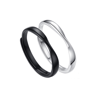 1PC Mobius Anéis Amante Casal Presente Black White Estilo Simples Ajustável Anéis De Noivado Casamento (4)