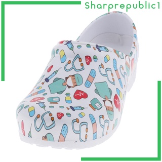 (Shpre1) 1 Par Sapato De Enfermagem Estampado Clássico Antiderrapante Confortável Impermeável Leve Resistente (2)