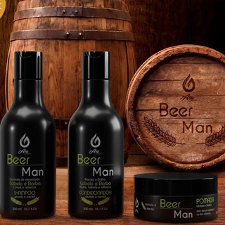 Kit masculino Beer Man - Any Liss. 3 produtos. Shampoo, condicionador, pomada modeladora.