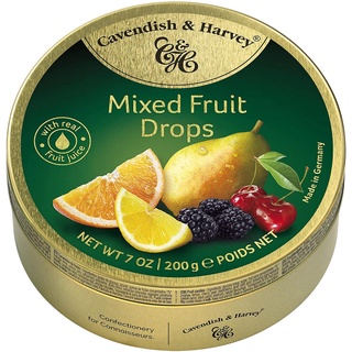 Bala de Frutas Drops Cavendish & Harvey Mixed Fruit Drops Lata com 200 gramas Fabricada na Alemanha