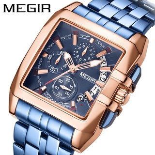 MEGIR Relógio De Pulso Masculino Original Em Aço Inoxidável/Quartzo/Executivo