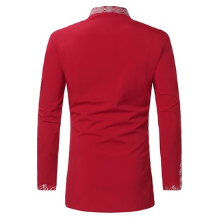 Men's Autumn Winter Luxury African Print Long Sleeve Dashiki Shirt Top Blouse (9)