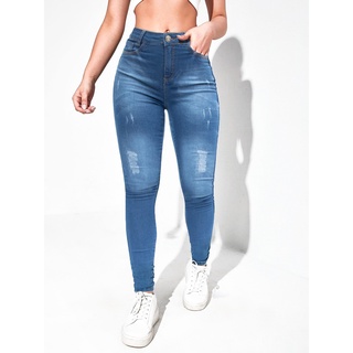 Calça Skinny Feminina Jeans Cintura Alta