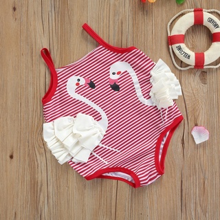 Crianças Swimwear Meninas Bonito Moda Maiô Bebê Sling Biquíni 3D Listras Flamingo Verão Do Beachwear (4)